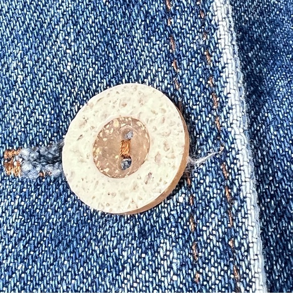 VTG CELE'S COLLECTION Silver Stud Denim Fringe Poncho Jacket Women's Size L - Picture 13 of 16